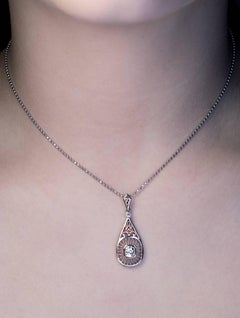 Vintage Russian Diamond Gold Platinum Pendant