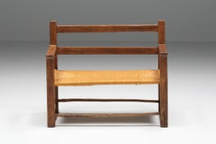 Mid-century rustic "Art Populaire" Folk art armchair from the Auvergne, 1800's