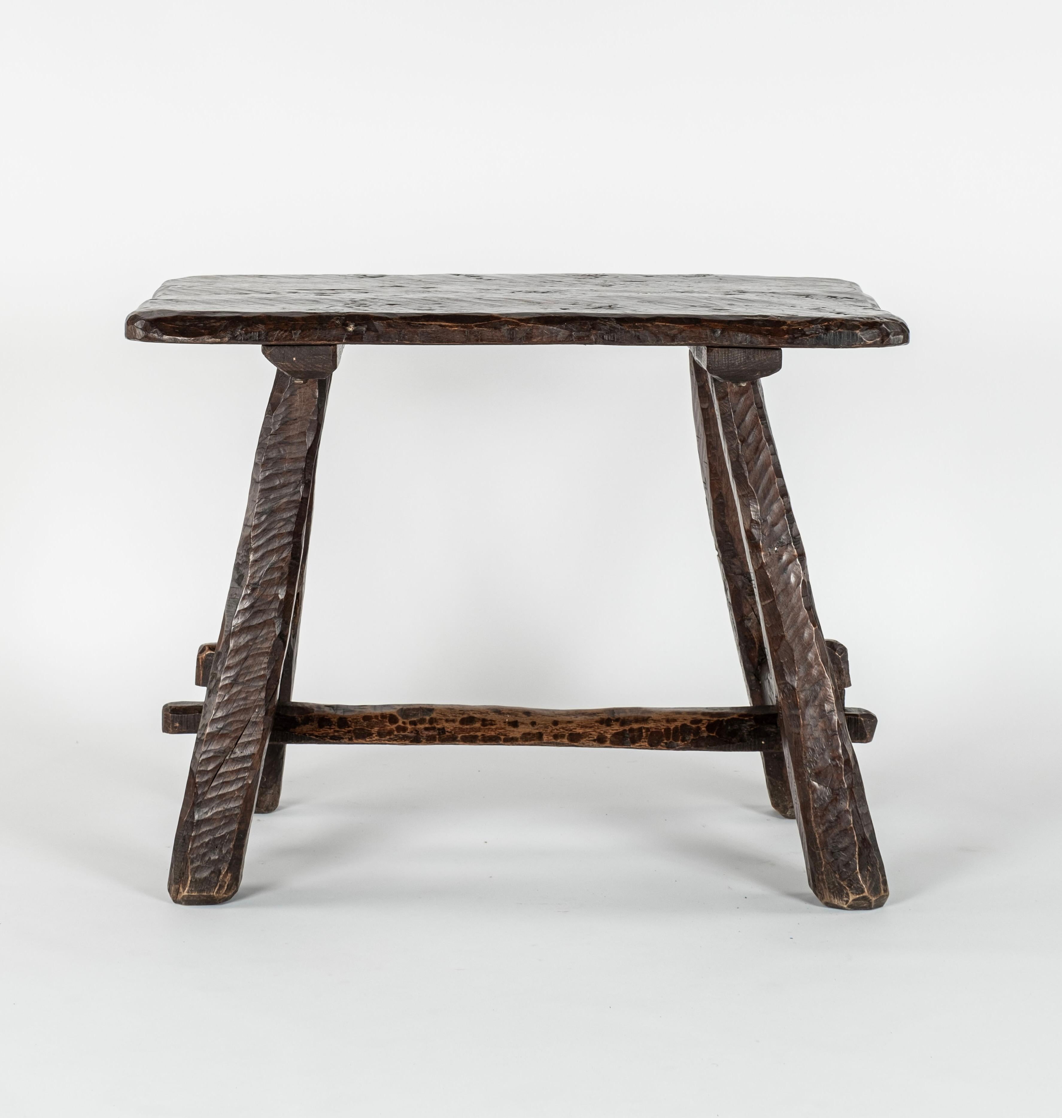 Italian Mid Century Rustic Brutalist Side Table For Sale