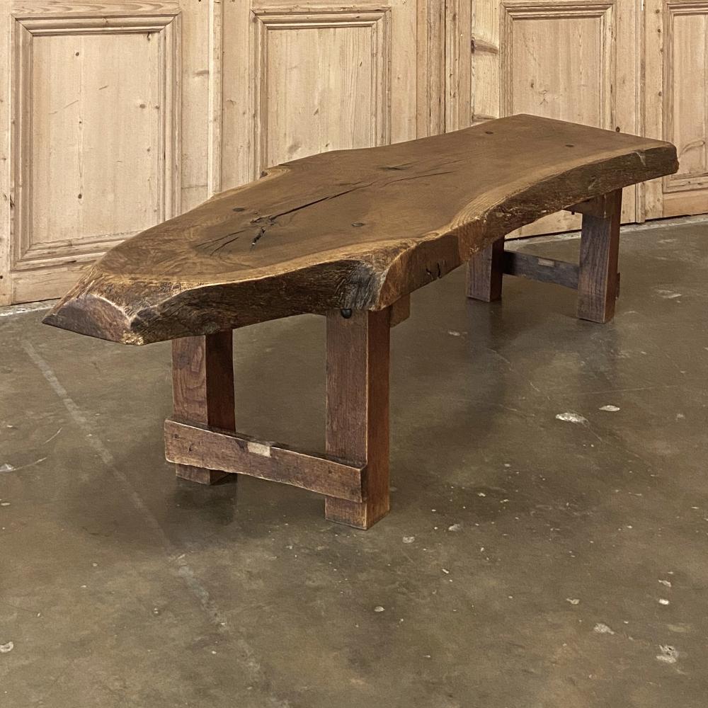 Midcentury Rustic Log Plank Coffee Table In Good Condition In Dallas, TX