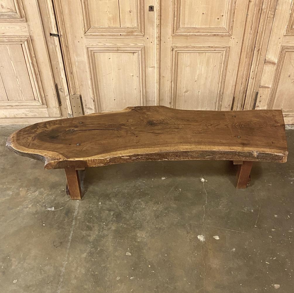 Wood Midcentury Rustic Log Plank Coffee Table
