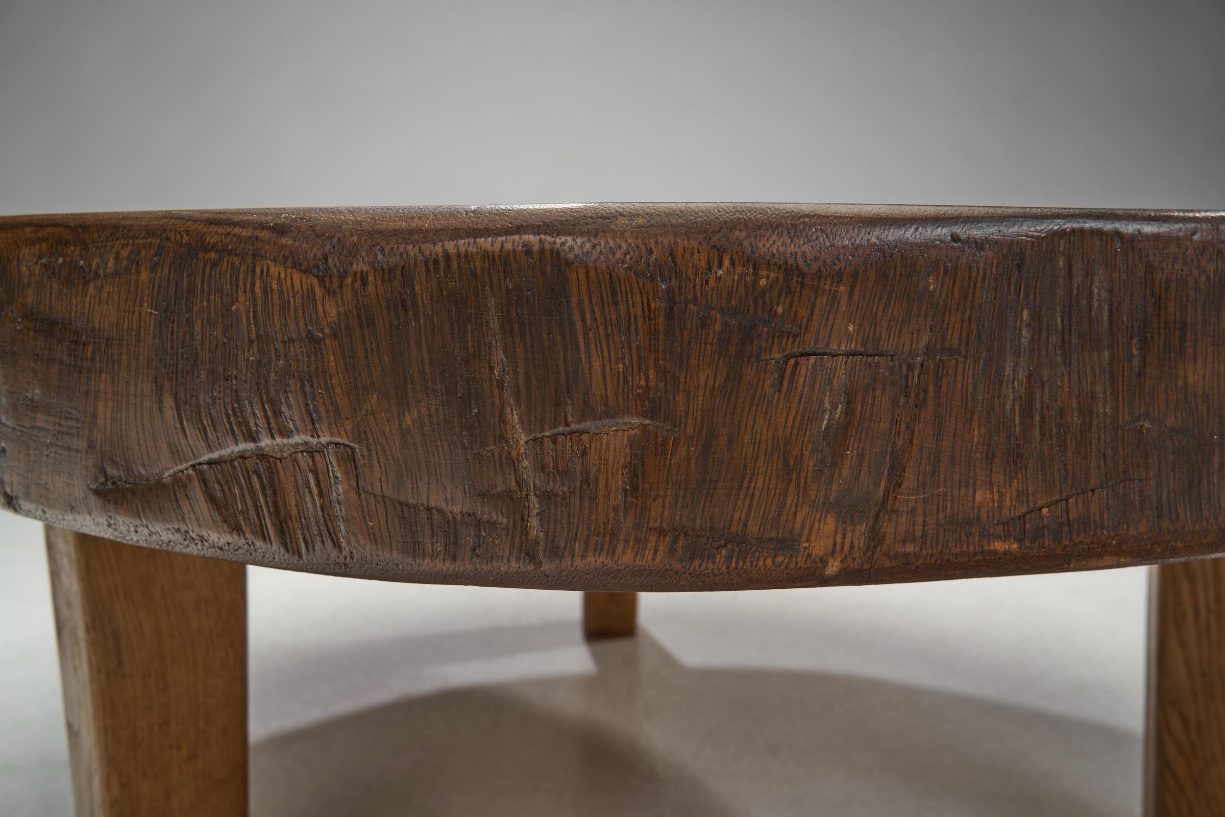 Midcentury Rustic Solid Wood Coffee Table, Europe, circa 1950s For Sale 8