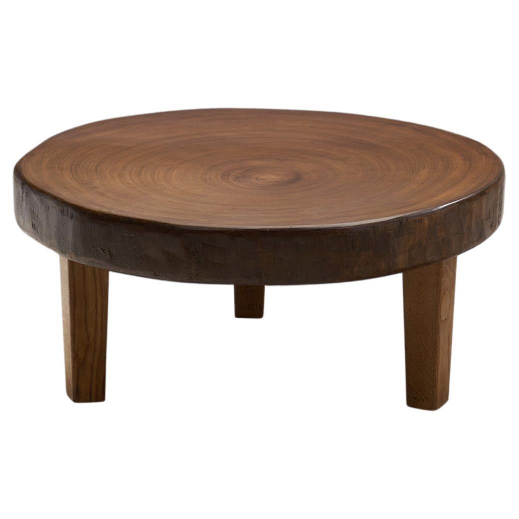Midcentury Rustic Solid Wood Coffee Table, Europe, circa 1950s For Sale