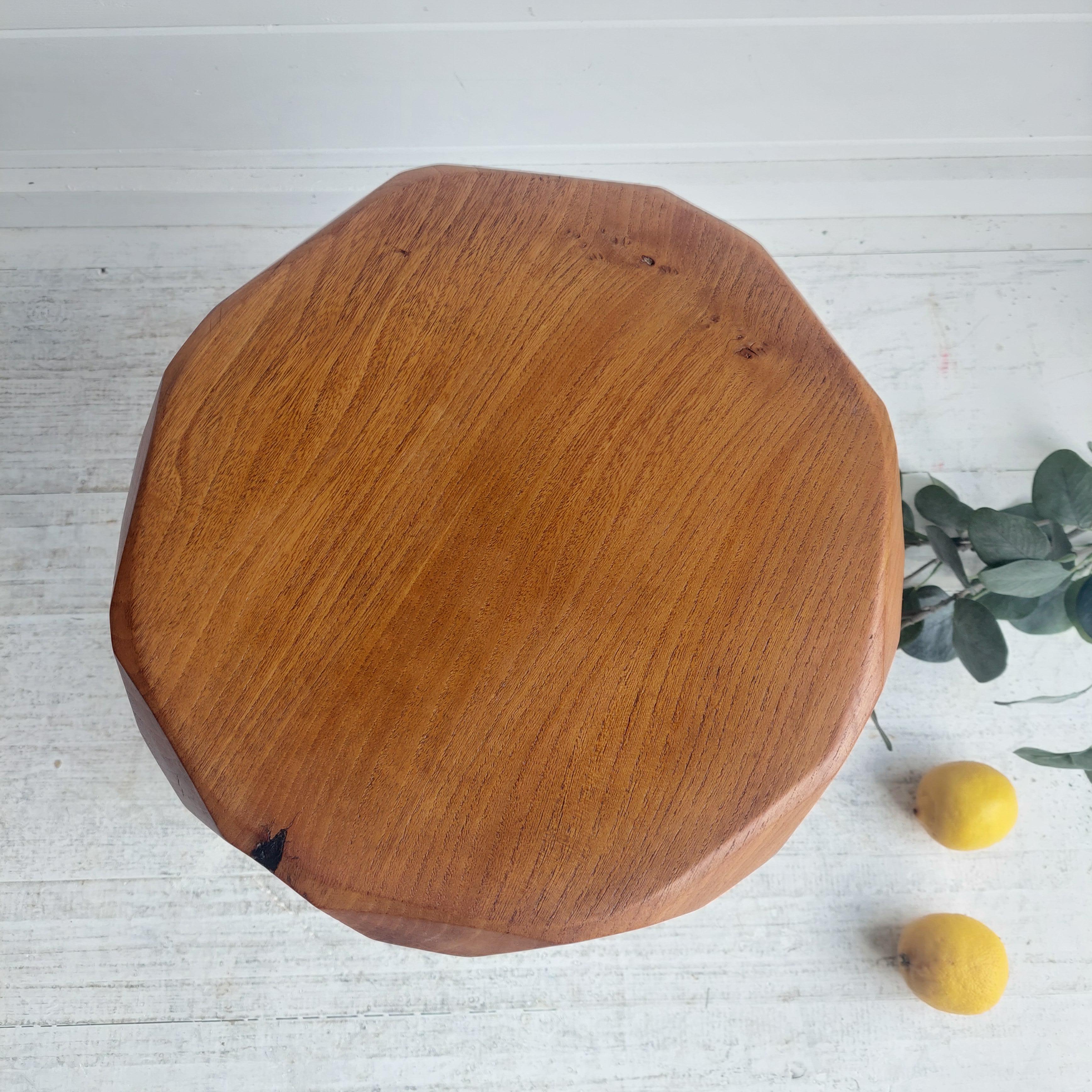 Mid Century Rustic Vintage  elm Stool Three Legged Wooden Milking Stool planter 3