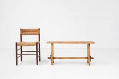 Mid-Century Rustic Wooden Bench, France, 1900s