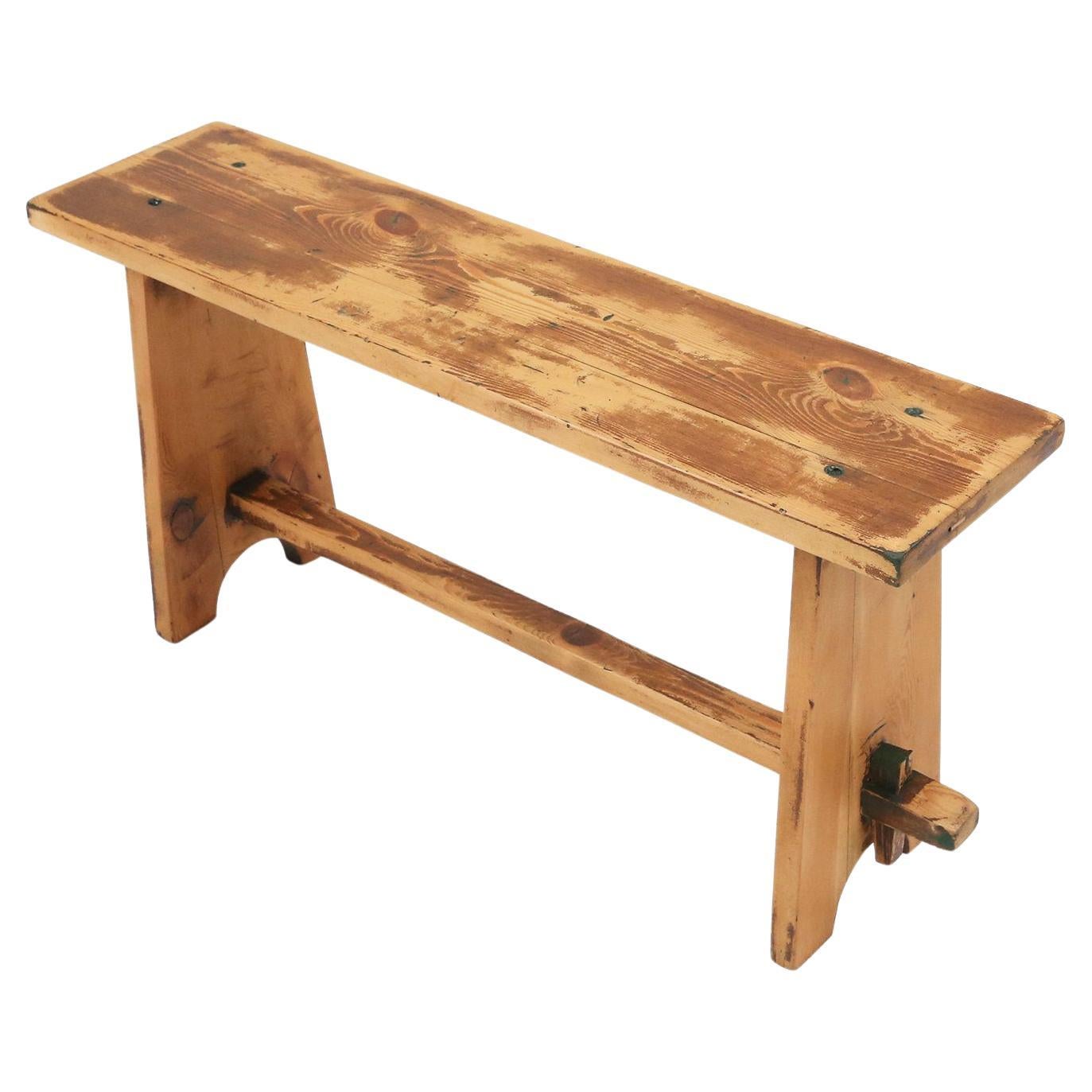 Mid-Century Rustic Wooden Bench, France, 1900s