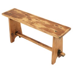 Mid-Century Rustic Wooden Bench, France, 1900s
