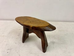 Mid Century Rustic Wooden Slab Stool or Side Table