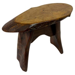 Mid Century Rustic Wooden Slab Stool or Side Table