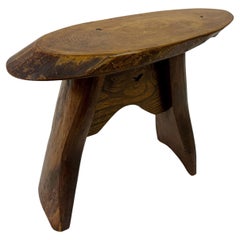 Mid Century Rustic Wooden Slab Stool or Side Table
