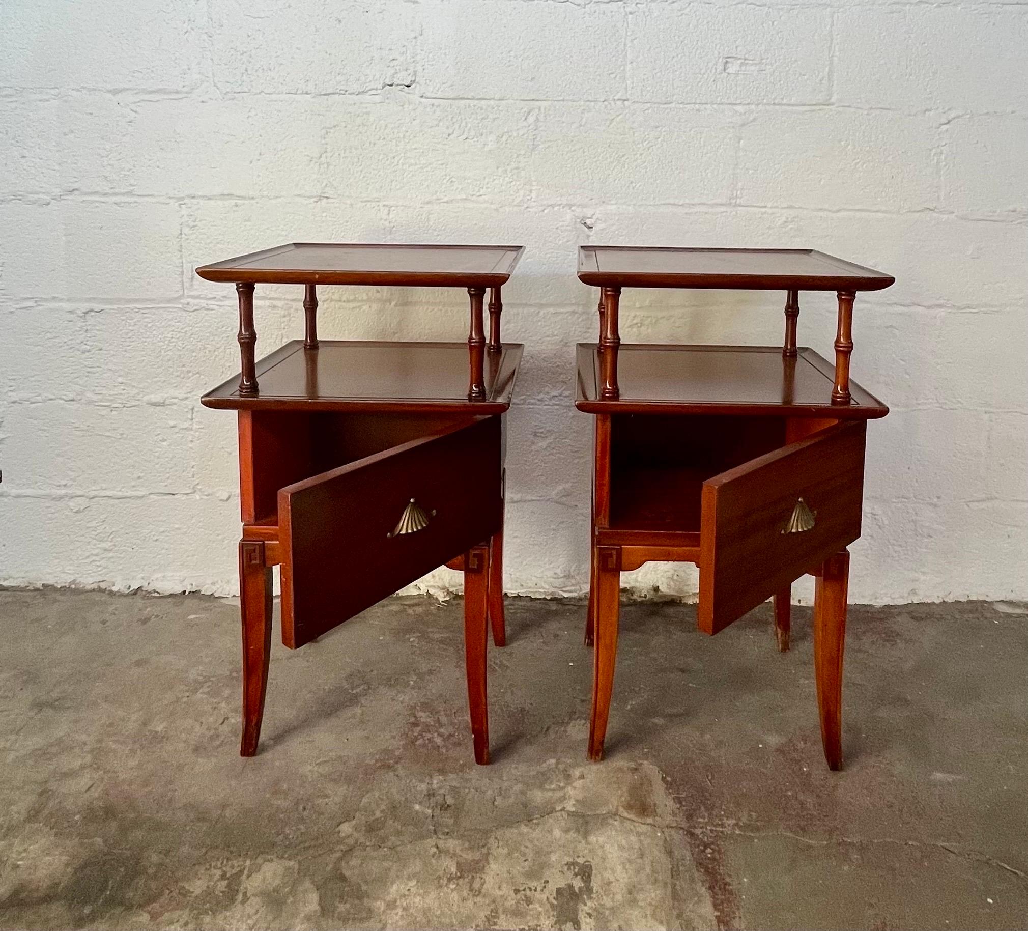 Mid Century RWay Furniture Chinoiserie Night Stands Pagoda For Sale 3