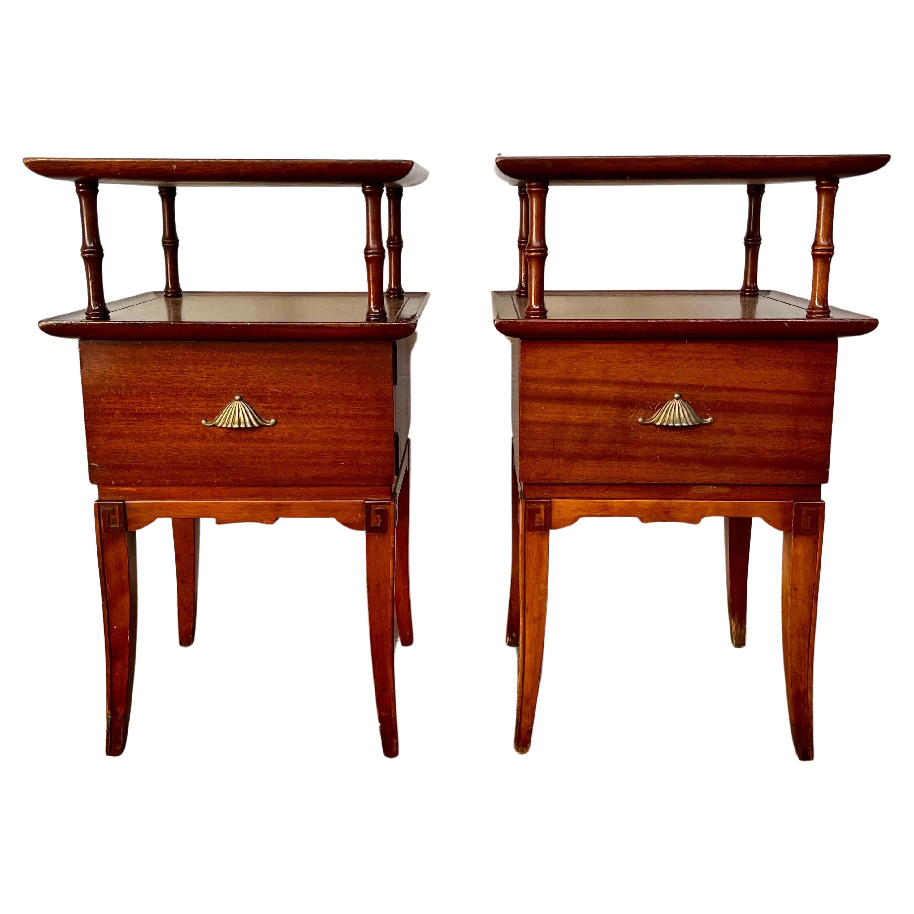 Mid Century RWay Furniture Chinoiserie Night Stands Pagoda For Sale