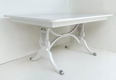 Mid-century RWAY Furniture Company Painted Dining Table, Fitted Glass Top