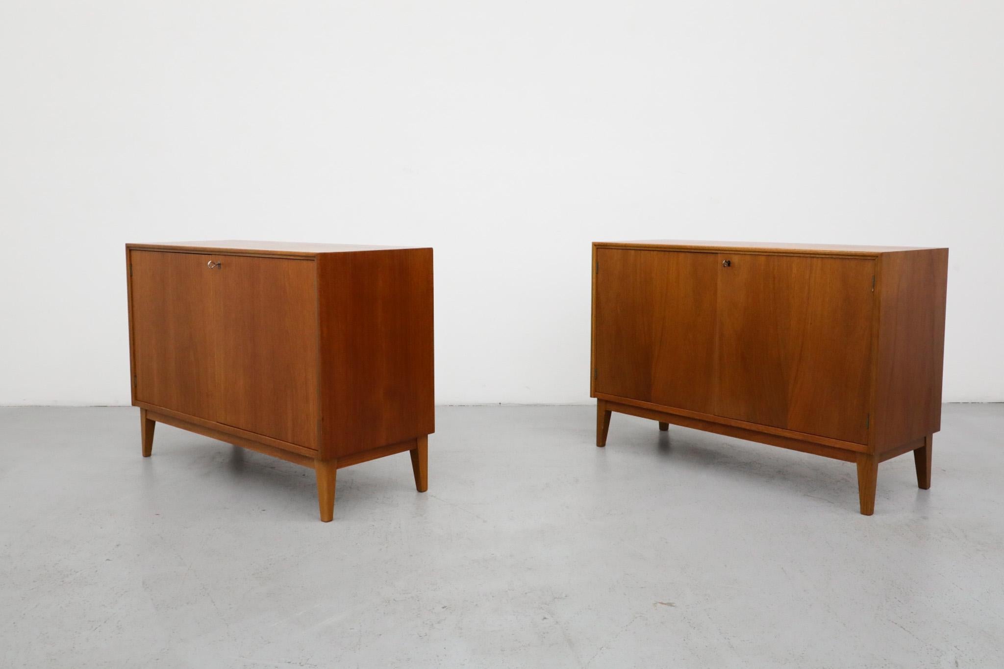 Mid-Century Ry Møbler Style Danish Teak Storage Cabinets with Interior Shelves In Good Condition For Sale In Los Angeles, CA