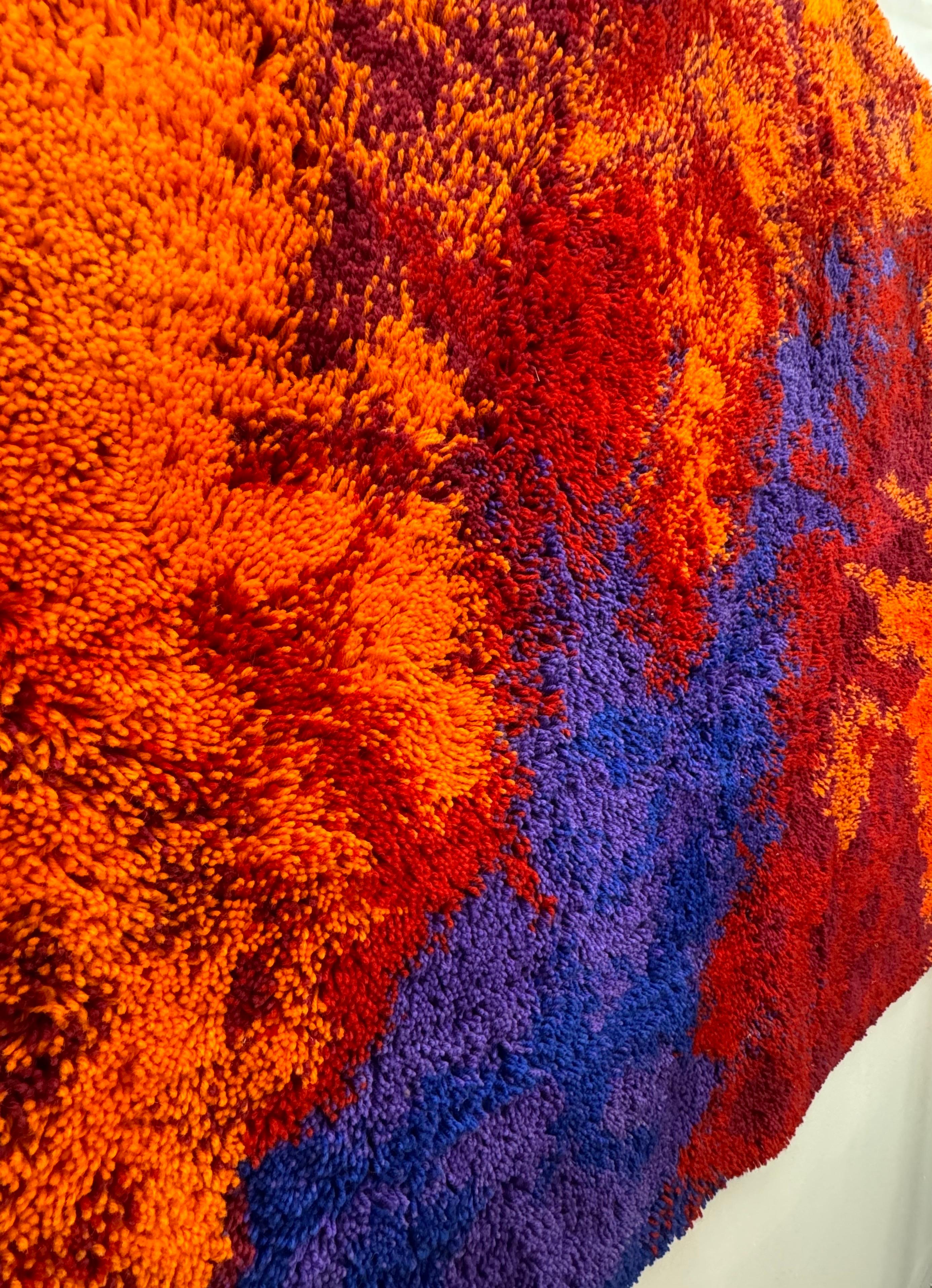 Mid-Century Rya Carpet, Swedish Rug, Colorful For Sale 5