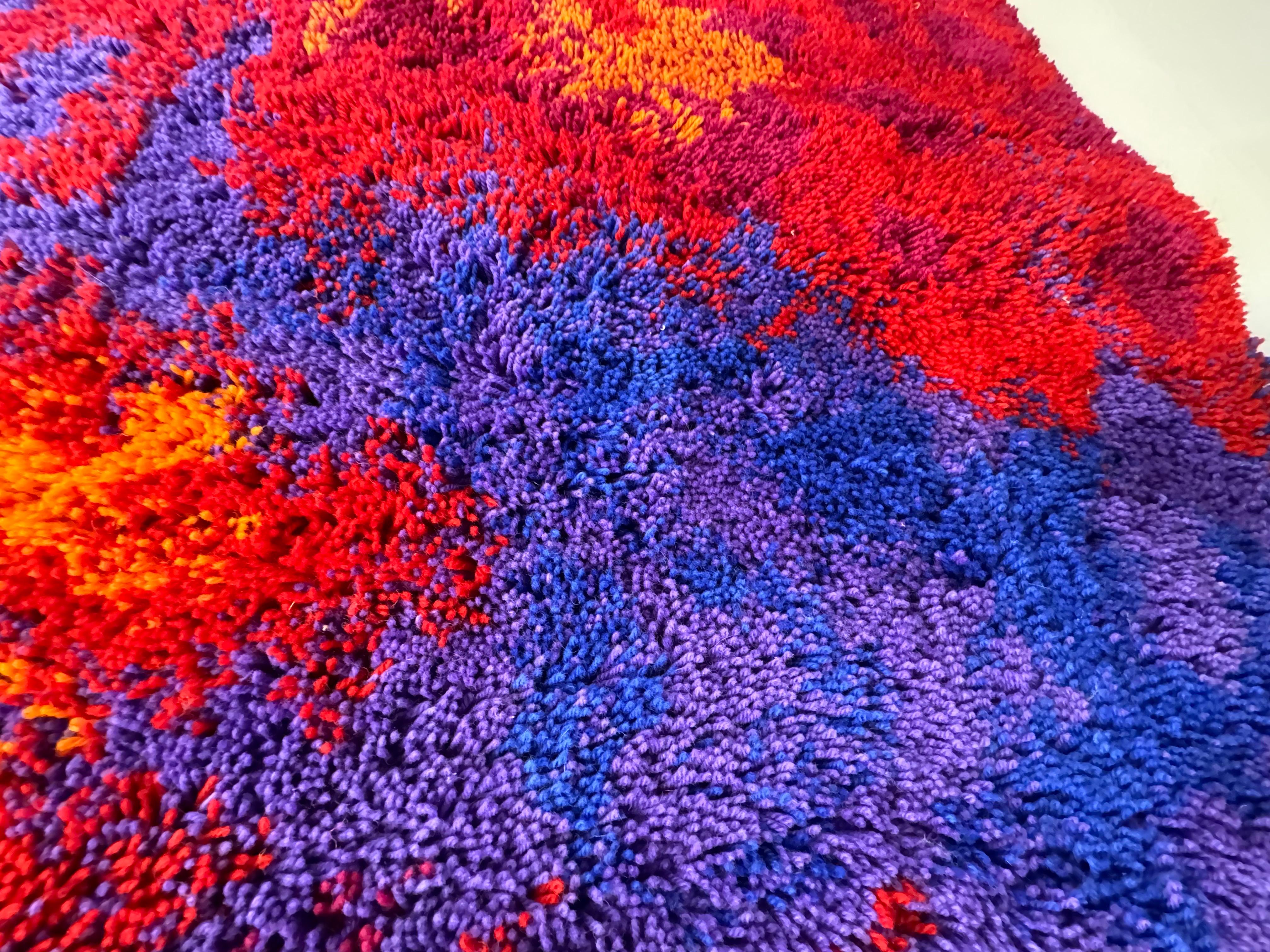 Mid-Century Rya Carpet, Swedish Rug, Colorful For Sale 1