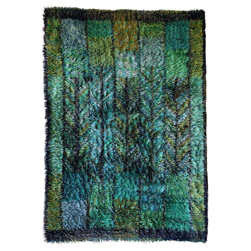 Vintage Round Swedish Rya Rug. Size: 6 ft x 6 ft For Sale at 1stDibs