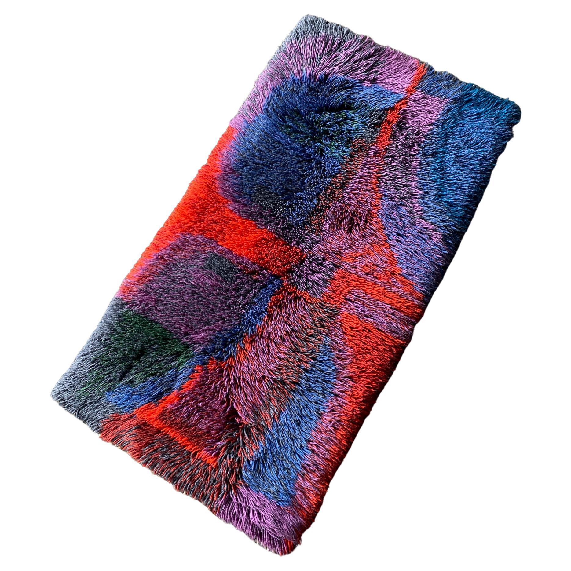 Original 1950s Scandinavian Rya Rug by Ritva Puotila for Finnrya Oy AB