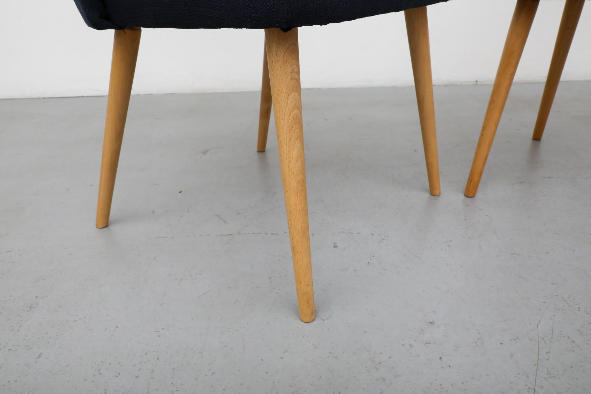 Mid-Century Saarinen Style Cocktail Chairs with Navy Upholstery and Birch Legs For Sale 5