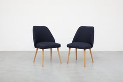 Mid-Century Saarinen Style Cocktail Chairs with Navy Upholstery and Birch Legs