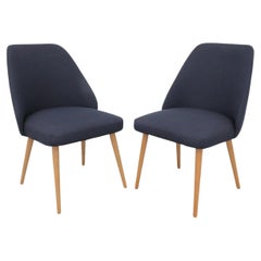 Vintage Mid-Century Saarinen Style Cocktail Chairs with Navy Upholstery and Birch Legs