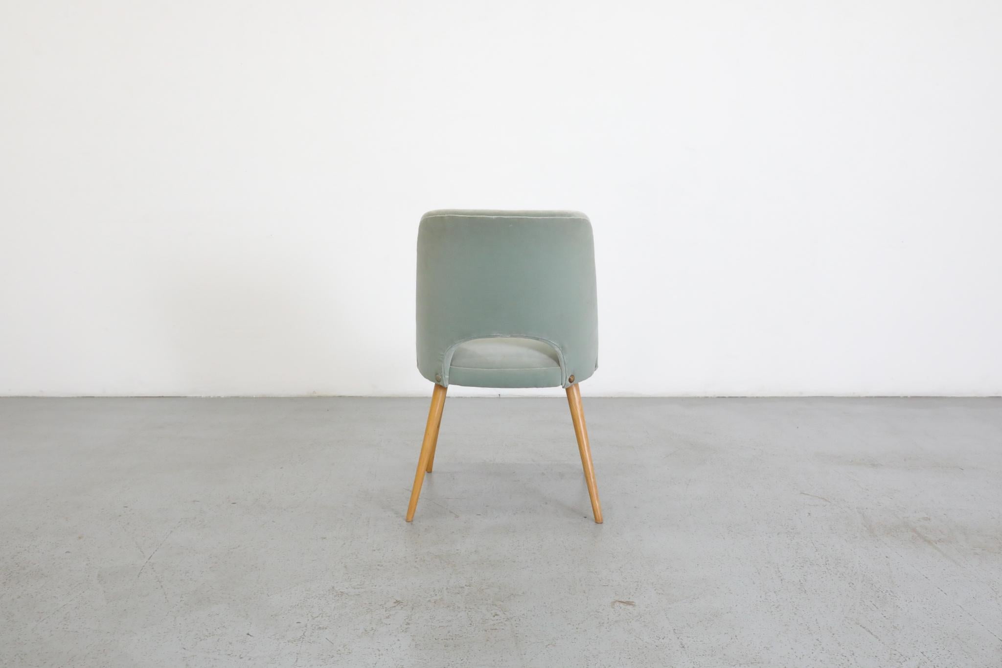 Mid-Century Modern Mid-Century Saarinen Style Dining or Cocktail Chair in Light Teal Velvet For Sale