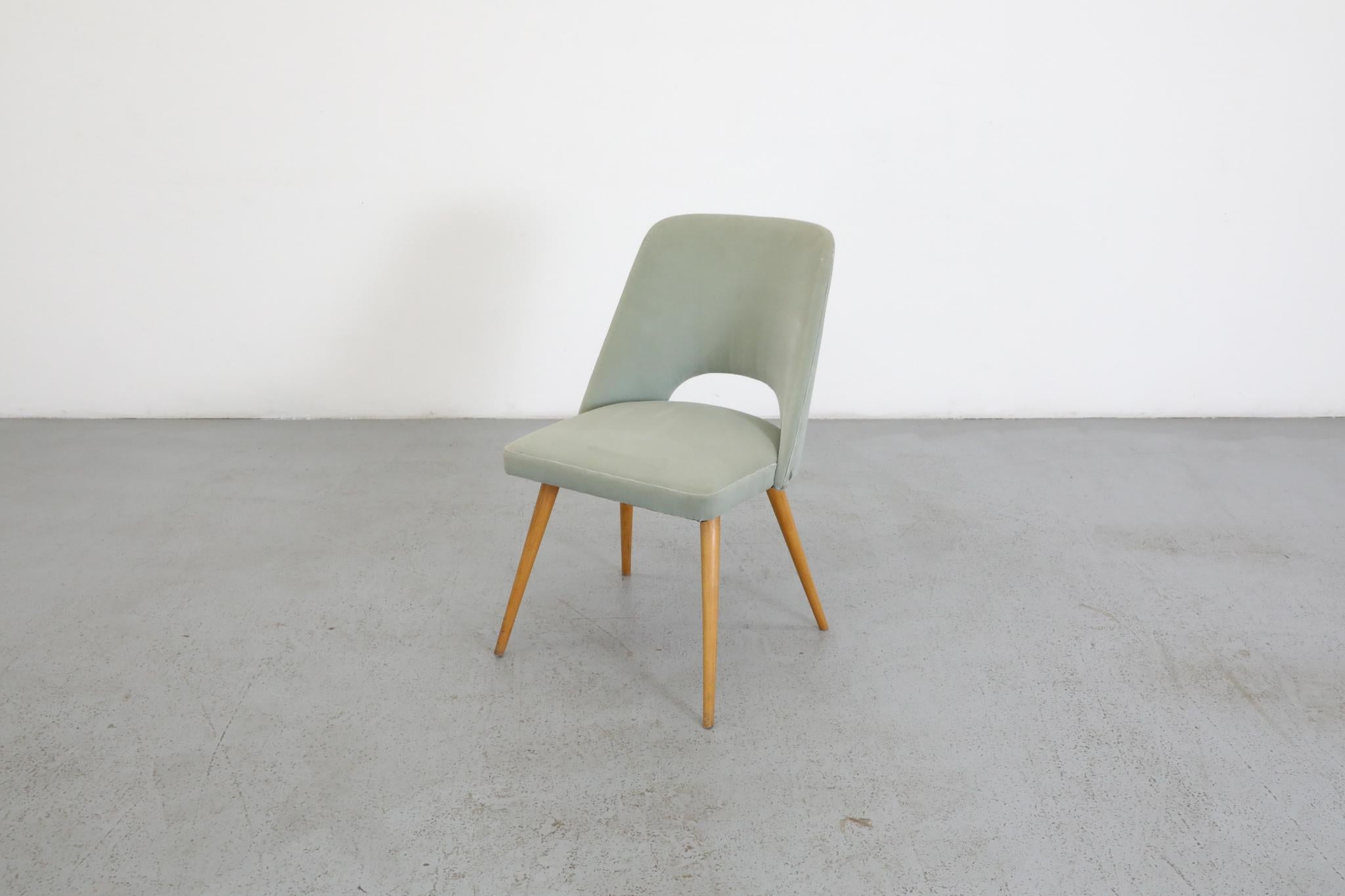 Mid-20th Century Mid-Century Saarinen Style Dining or Cocktail Chair in Light Teal Velvet For Sale