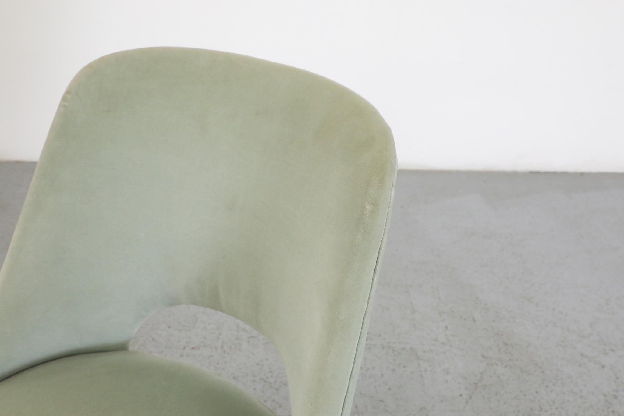 Upholstery Mid-Century Saarinen Style Dining or Cocktail Chair in Light Teal Velvet For Sale