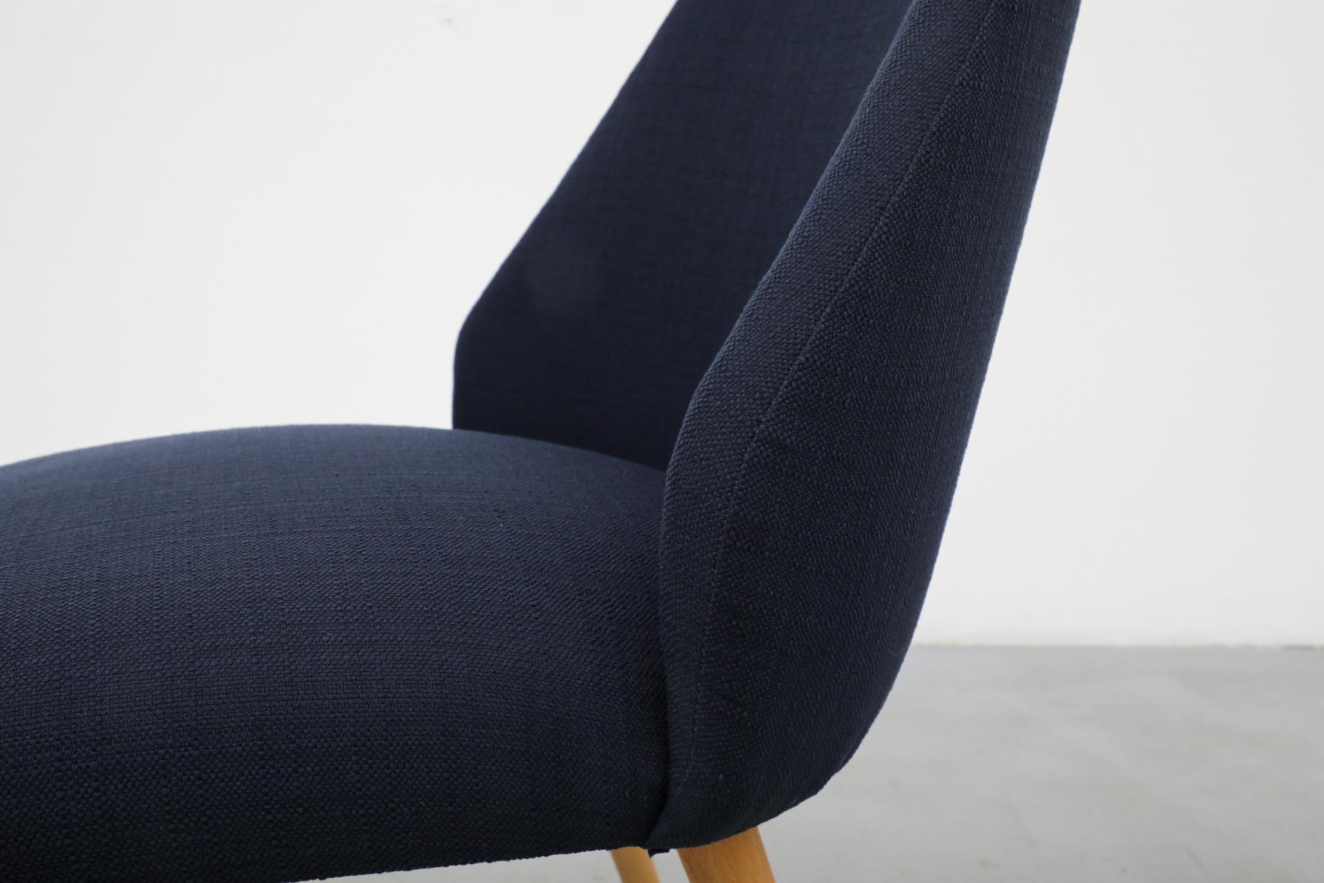 Mid-Century Saarinen Style Navy Upholstered Cocktail Chair with Birch Legs For Sale 4