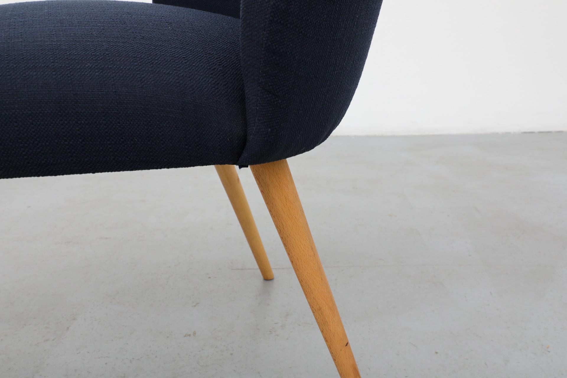 Mid-Century Saarinen Style Navy Upholstered Cocktail Chair with Birch Legs For Sale 5