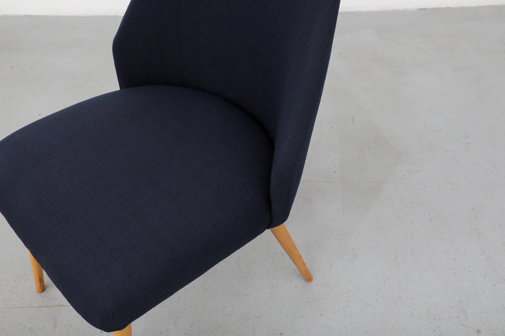 Mid-Century Saarinen Style Navy Upholstered Cocktail Chair with Birch Legs For Sale 7