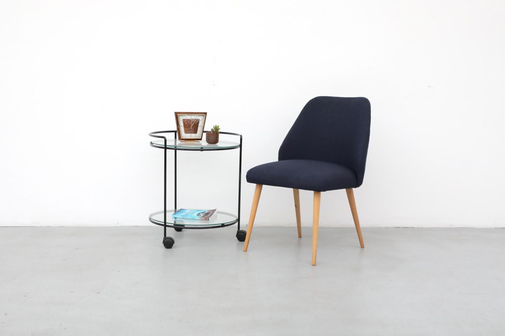 Mid-Century Saarinen Style Navy Upholstered Cocktail Chair with Birch Legs For Sale 8