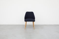 Mid-Century Saarinen Style Navy Upholstered Cocktail Chair with Birch Legs