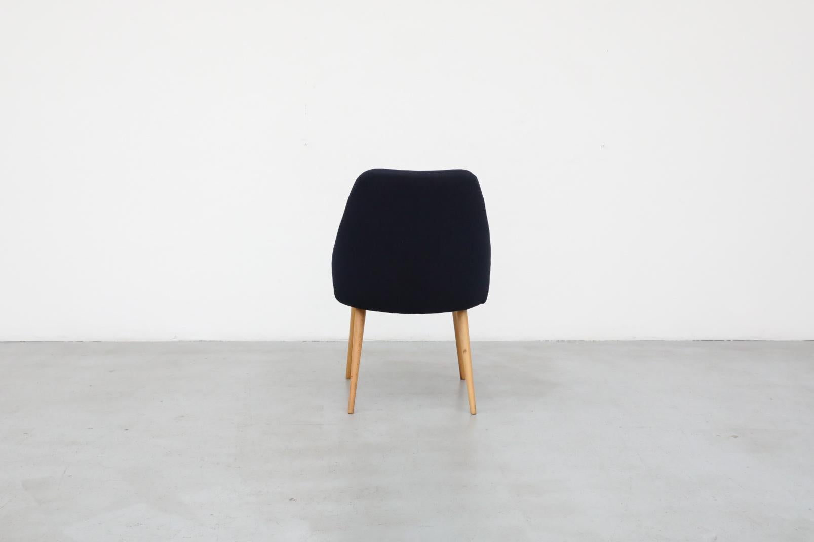 20th Century Mid-Century Saarinen Style Navy Upholstered Cocktail Chair with Birch Legs For Sale