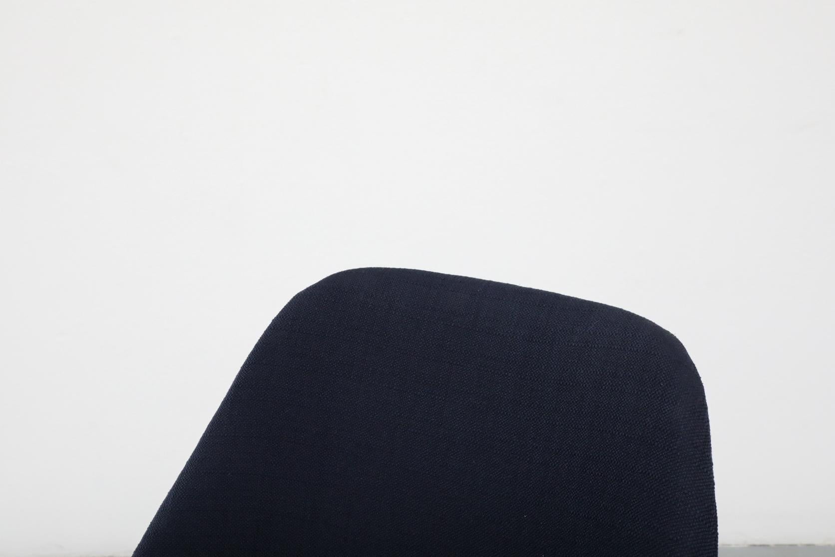 Mid-Century Saarinen Style Navy Upholstered Cocktail Chair with Birch Legs For Sale 2