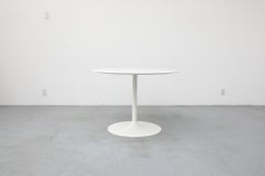MId-Century Saarinen Style Dining Table with White Top and Cream Tulip Base