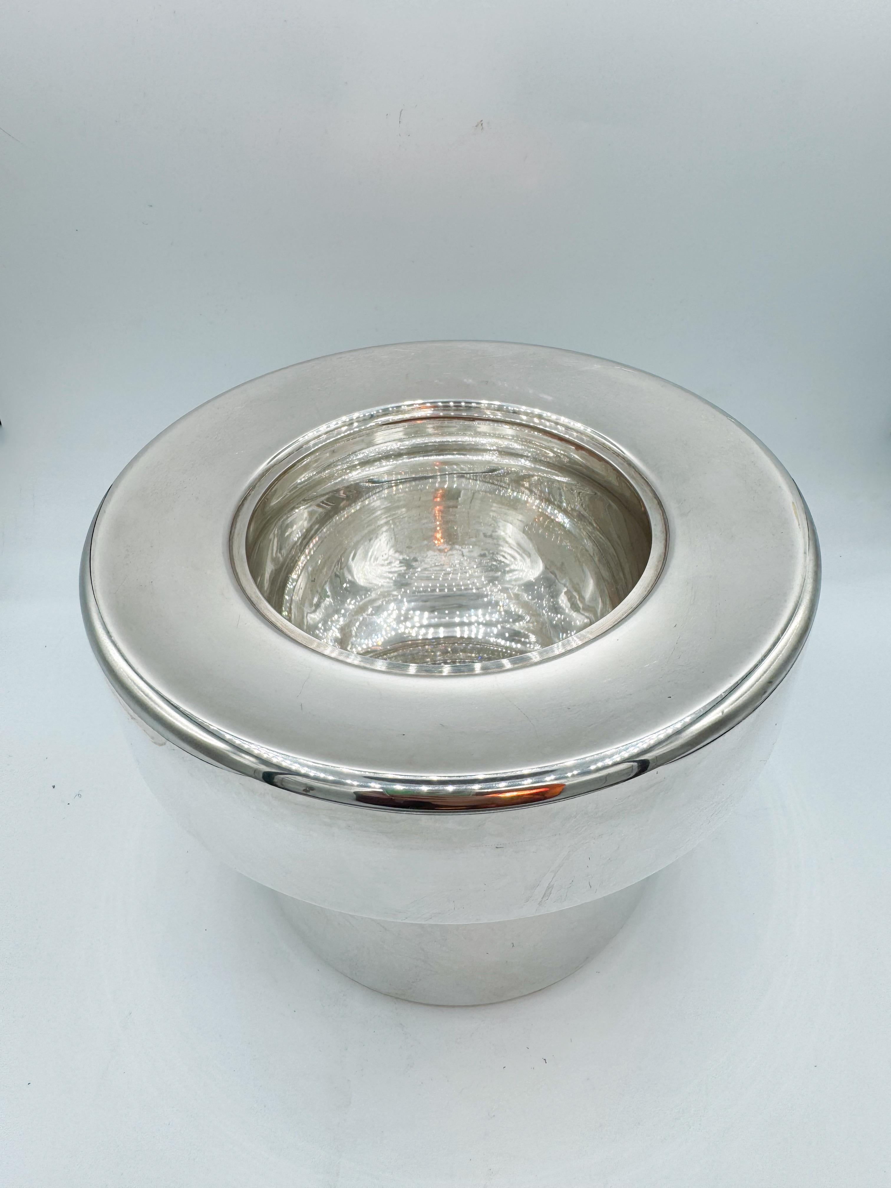 Italiano Scaldabicchieri Sabattini di metà secolo placcato in argento, Italia, anni '70 in vendita