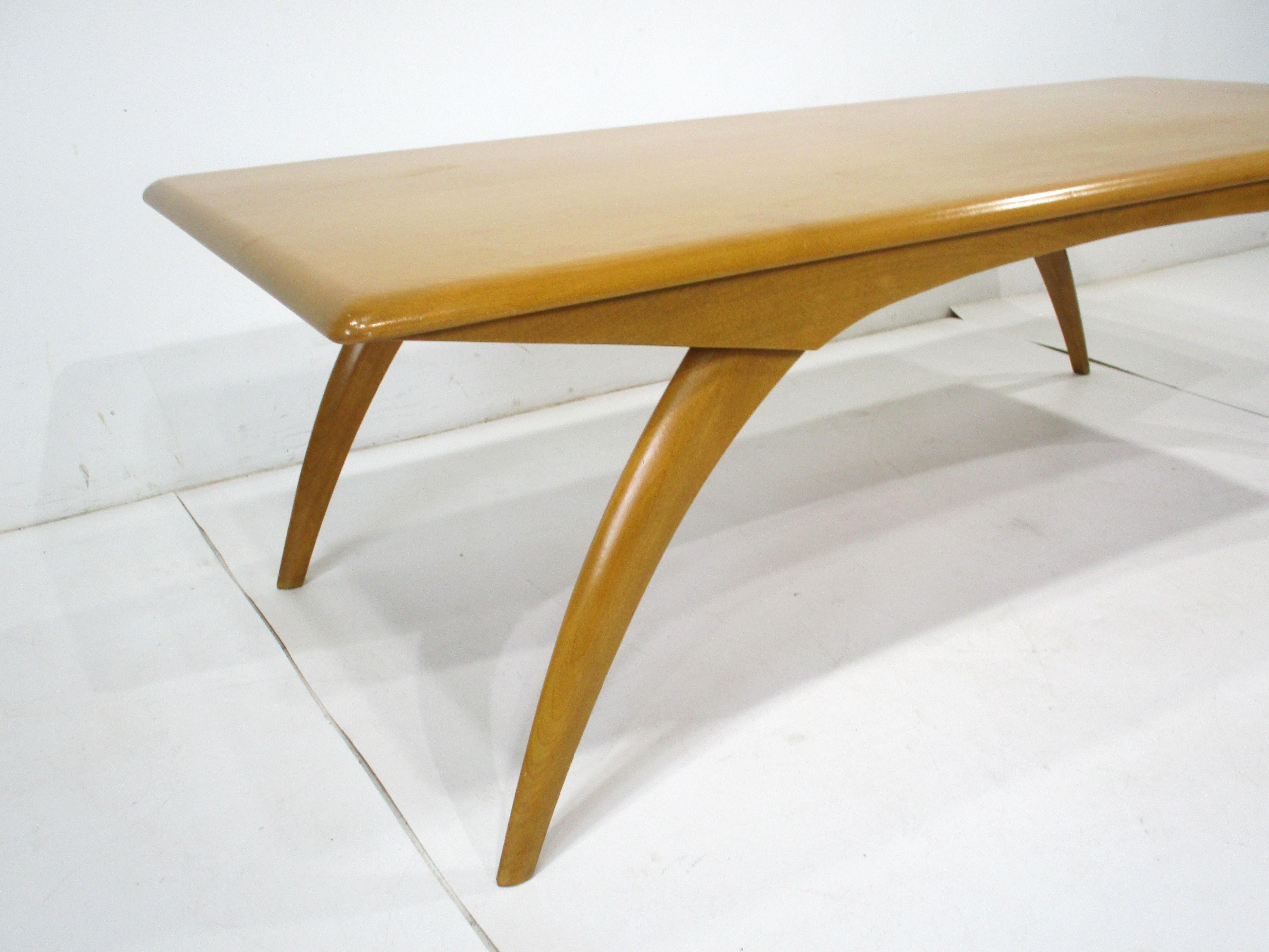 Mid-Century Modern Heywood Wakefield Mid Century Saber Leg Coffee Table by Leo Jiranek