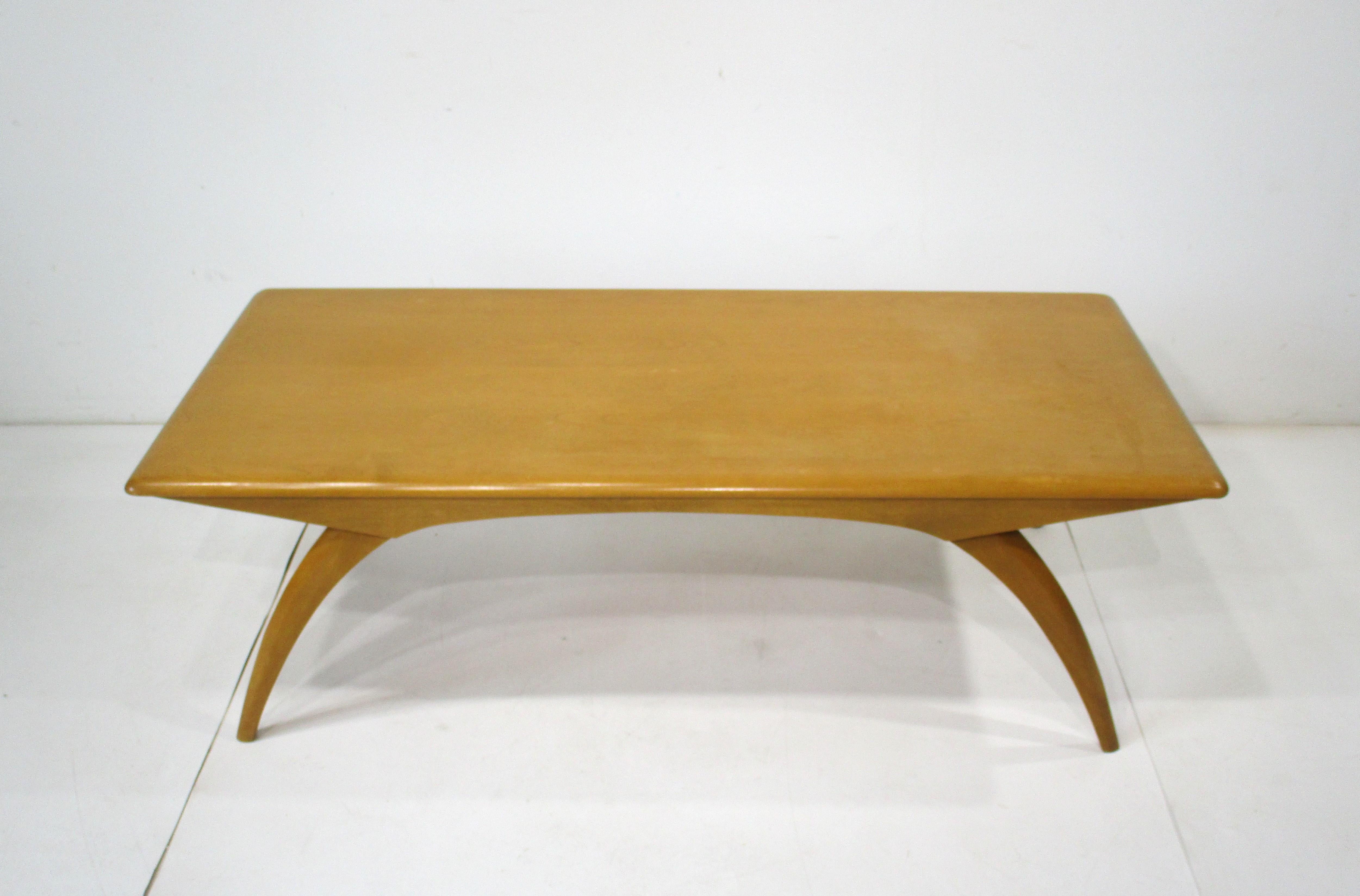 Heywood Wakefield Mid Century Saber Leg Coffee Table by Leo Jiranek In Good Condition In Cincinnati, OH
