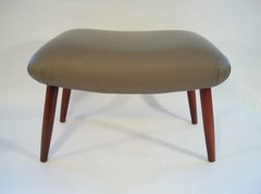 Mid Century Saddle Seat Foot Stool / Ottoman - Leather Upholstery - Circa 1980's