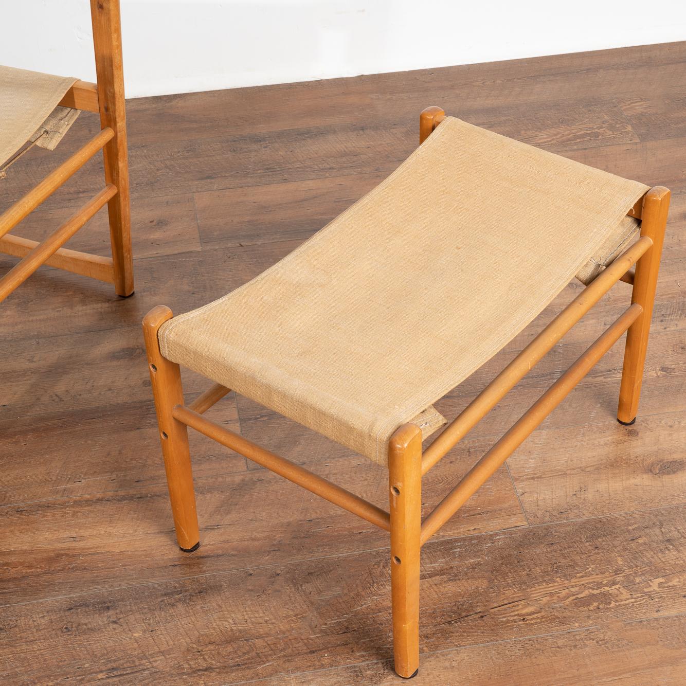 Midcentury Safari Chair and Ottoman, Denmark circa 1960s For Sale 3