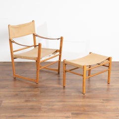 Midcentury Safari Chair and Ottoman, Denmark circa 1960s