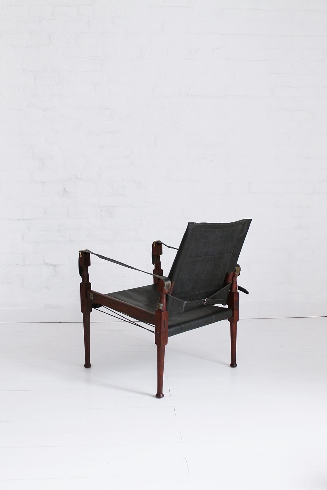 Brass Midcentury Safari Chair by M. Hayat & Brothers, 1970s