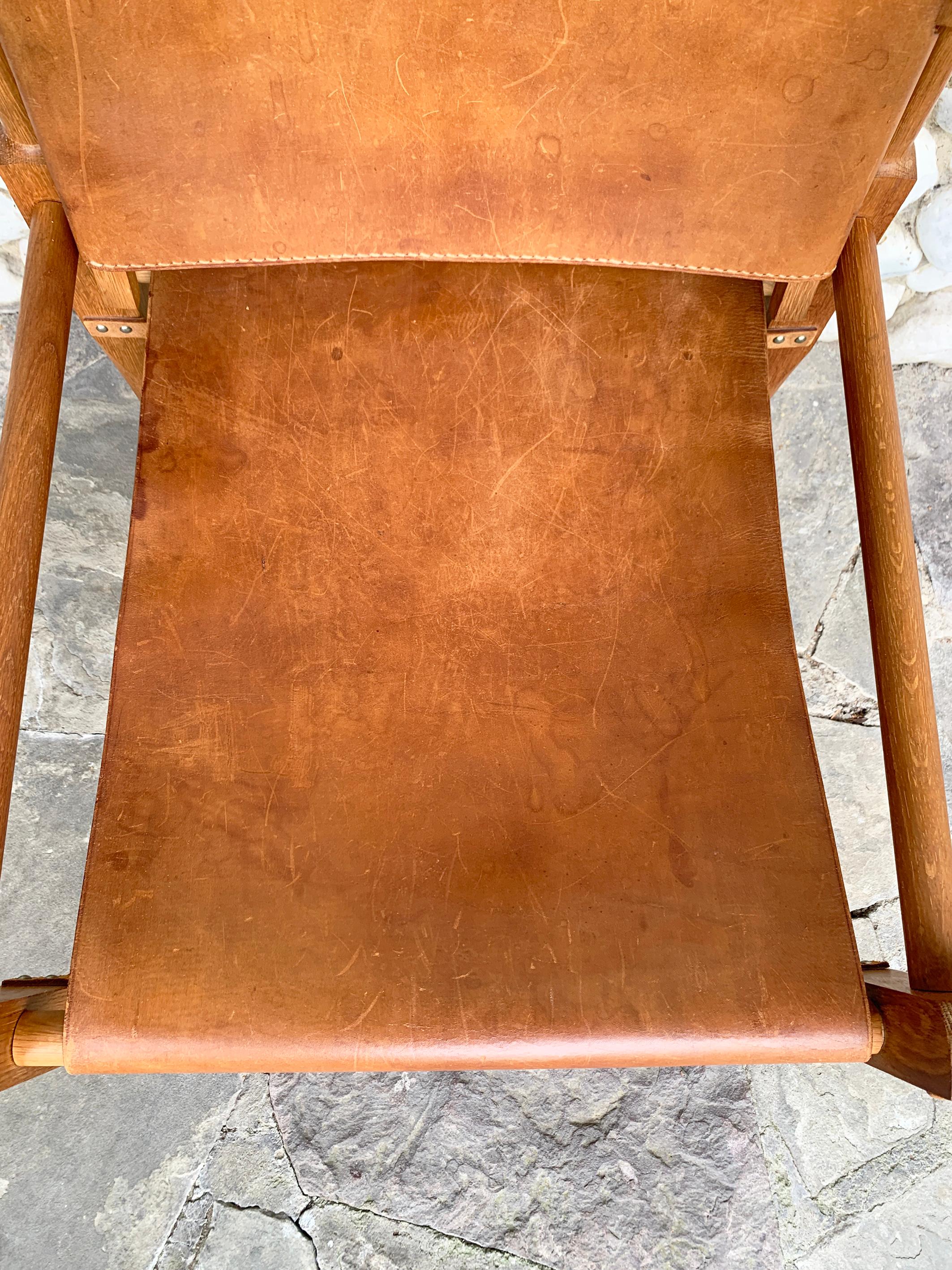 Mid-Century Safari Chair in Leather by Wilhelm Kienzle for Wohnbedarf Zürich 4