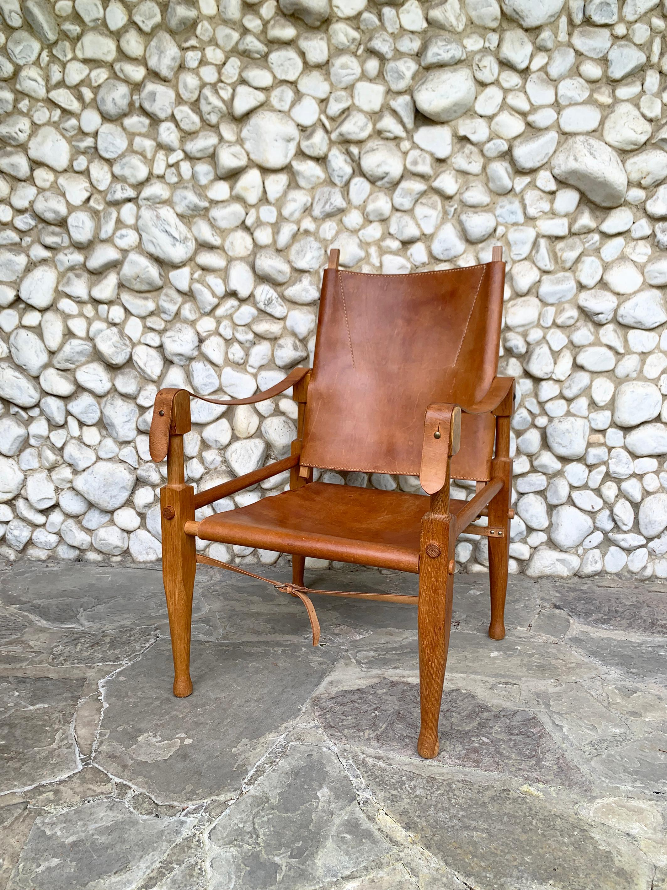 Mid-Century Safari Chair in Leather by Wilhelm Kienzle for Wohnbedarf Zürich 9