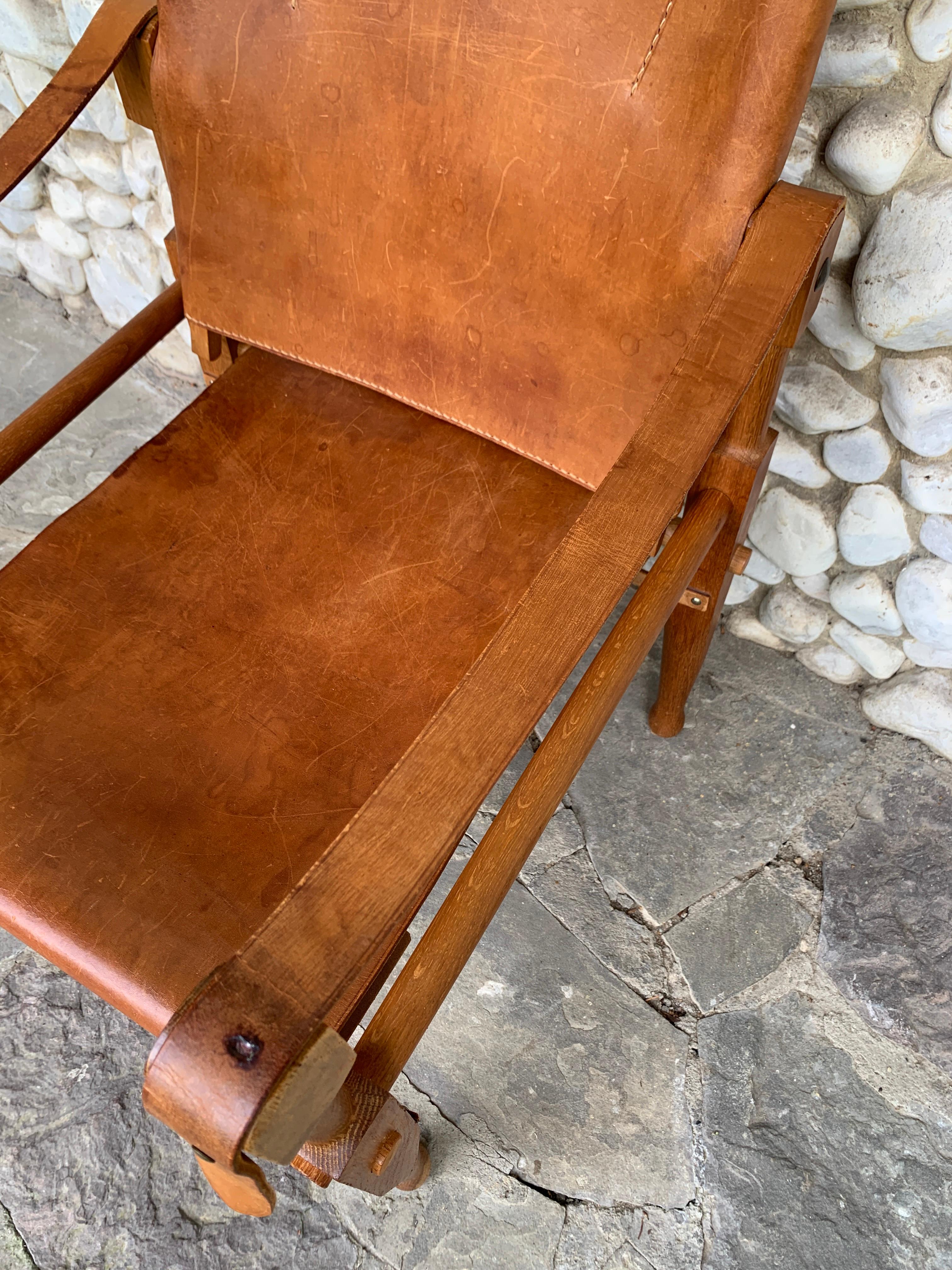 Mid-Century Safari Chair in Leather by Wilhelm Kienzle for Wohnbedarf Zürich 14