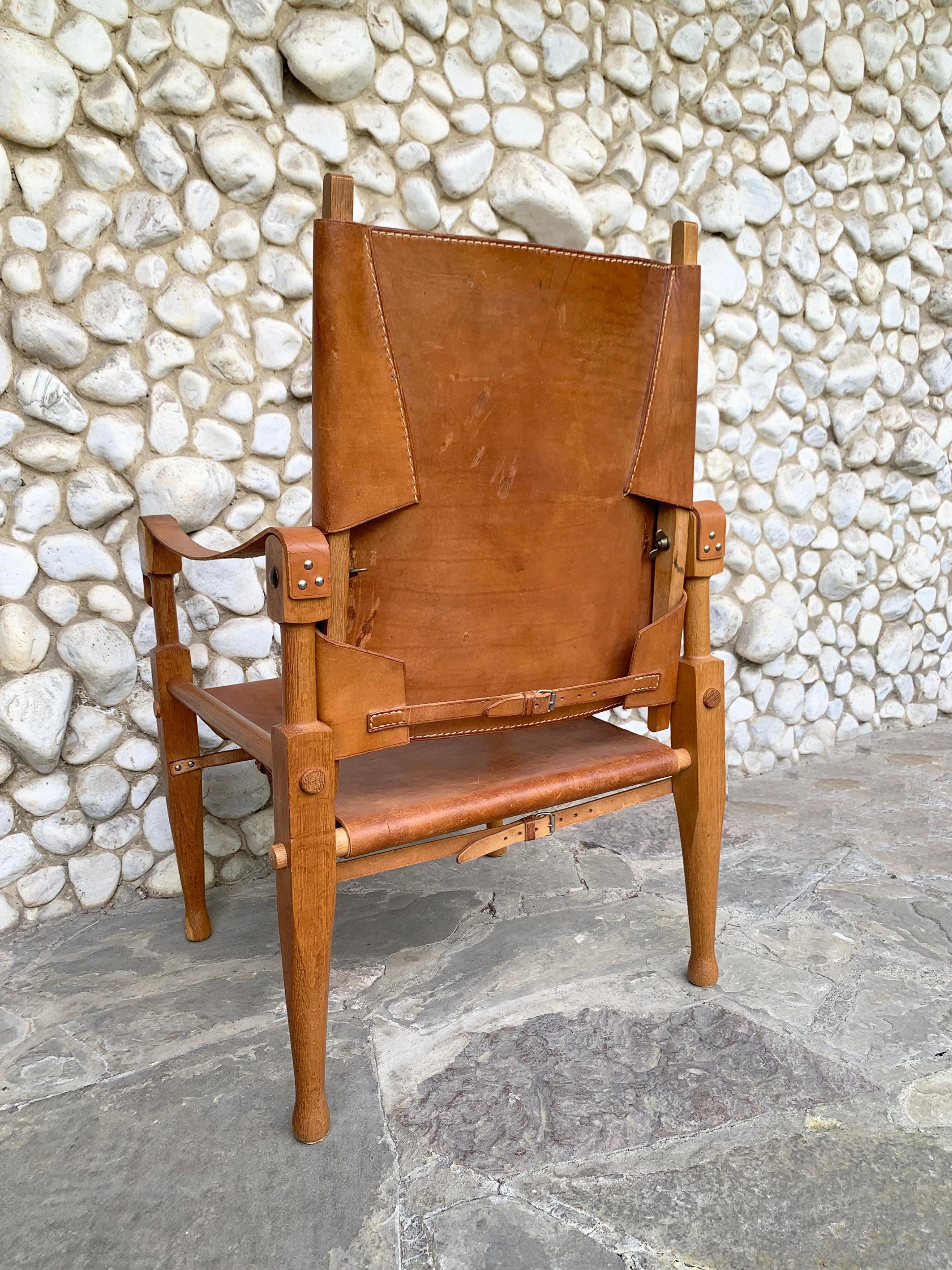 Mid-Century Safari Chair in Leather by Wilhelm Kienzle for Wohnbedarf Zürich 1