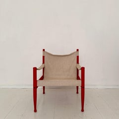 Mid Century Safari Chair in Red lacquered Beech by Erik Worts for Nils Eilersen