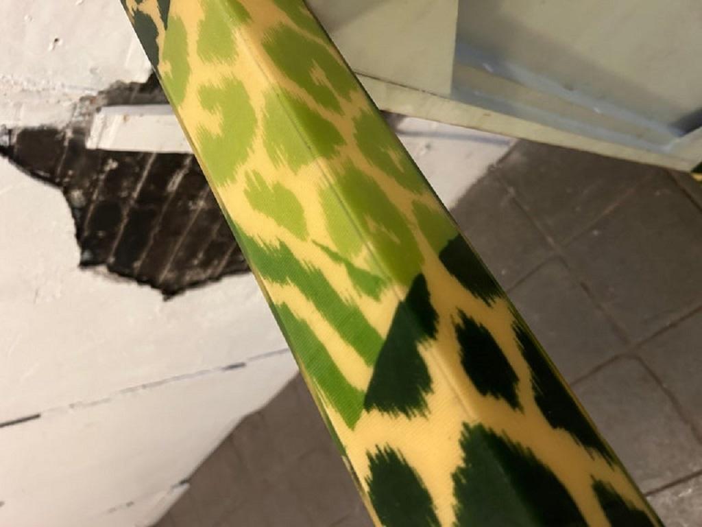 Mid Century Safari Jungle Print Resin Parsons Coffee Table Karl springer style For Sale 2