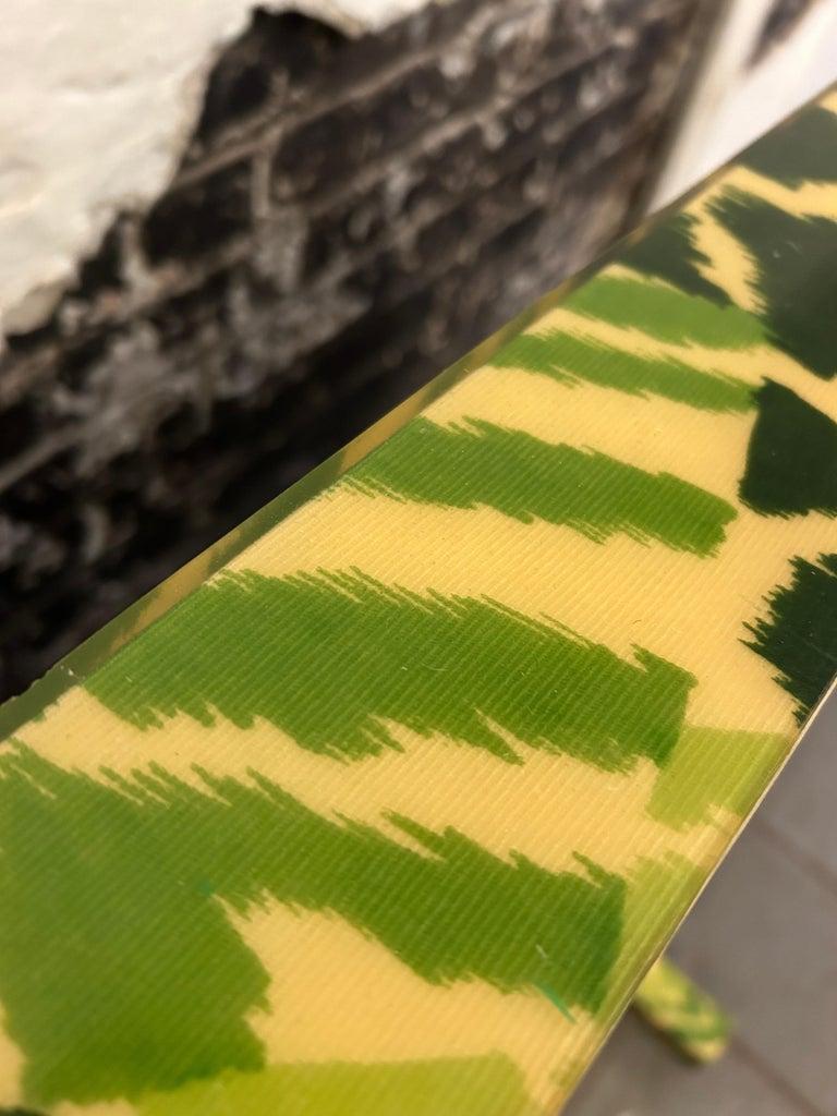 Mid Century Safari Jungle Print Resin Parsons Coffee Table Karl springer style For Sale 1